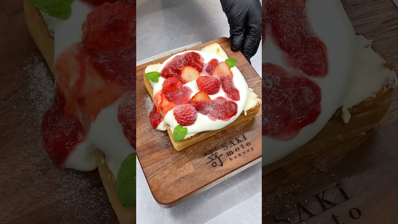 ふわとろ苺のオープンサンド🍓 #大阪グルメ #食パン #japanesefood