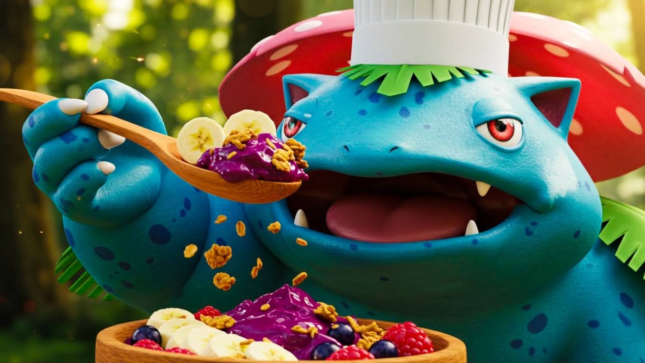 【ポケモン料理】フシギバナシェフにアサイーボウルを作らせたら豪華メンバーすぎた！#ポケモン #pokemon #料理 #cooking