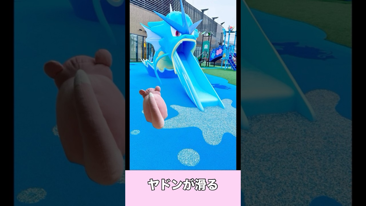 ヤドンがギャラドスの滑り台で遊ぶ【ポケモン】