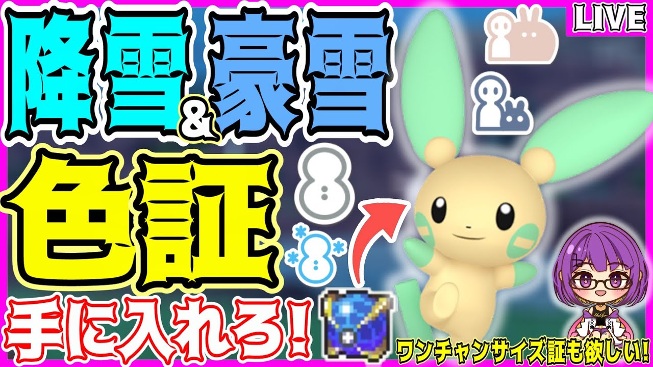 【ポケモンSV】初見さん大歓迎✨緊急ミッション!!降雪＆豪雪の色証"マイナン"を探せ‼️【色マイナン/ウルボ/#色違い厳選 】