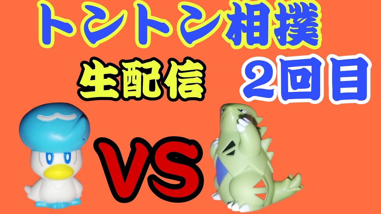 クワッスのポケモンキッズ指人形とバンギラスのポケモンキッズ指人形でどちらか7勝するまでトントン相撲をやってみた。