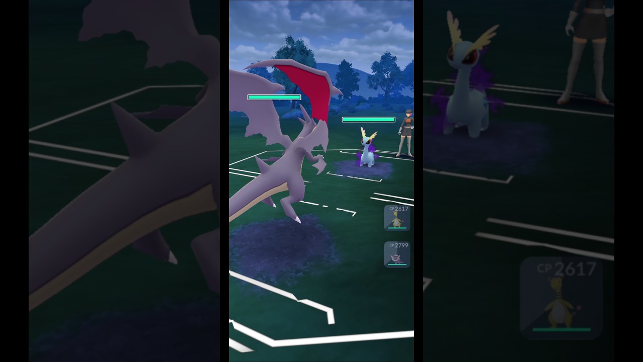 Mega Charizard Y vs Shadow Amaura! Epic Team Rocket Battle in Pokémon GO! 💥 #Shorts