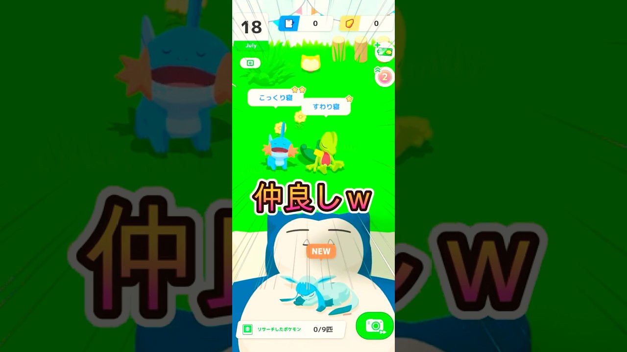 仲が良すぎるキモリとミズゴロウ【ポケモンスリープ/Pokemonsleep】#Shorts #ポケットモンスター #ポケモンスリープ #寝起き