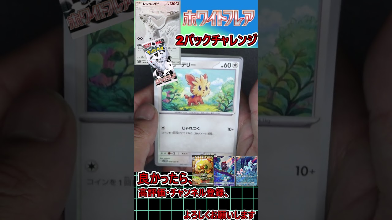 【ポケモンカード】レシラムex BWRがどうしても欲しいぃぃぃぃ！！！！ホワイトフレア　2パックチャレンジ！！！！！！！＃8【開封動画】#Shorts #neiruチャンネル
