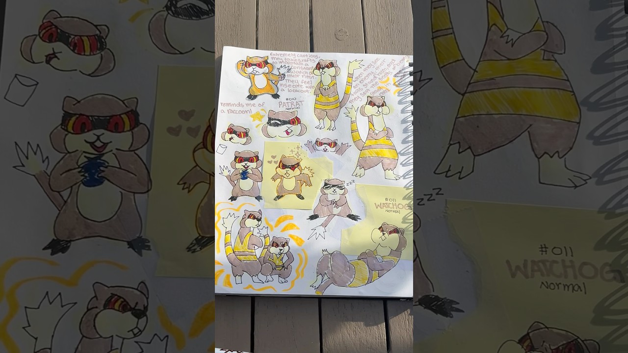 DRAWING UNOVA: PATRAT AND WATCHOG!!! #pokemon #art #artexhibition #arttour #unova #pokemonart #poke