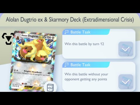 Pokémon TCG Pocket - Alolan Dugtrio ex & Skarmory Deck (Extradimensional Crisis) | Early Win Mission