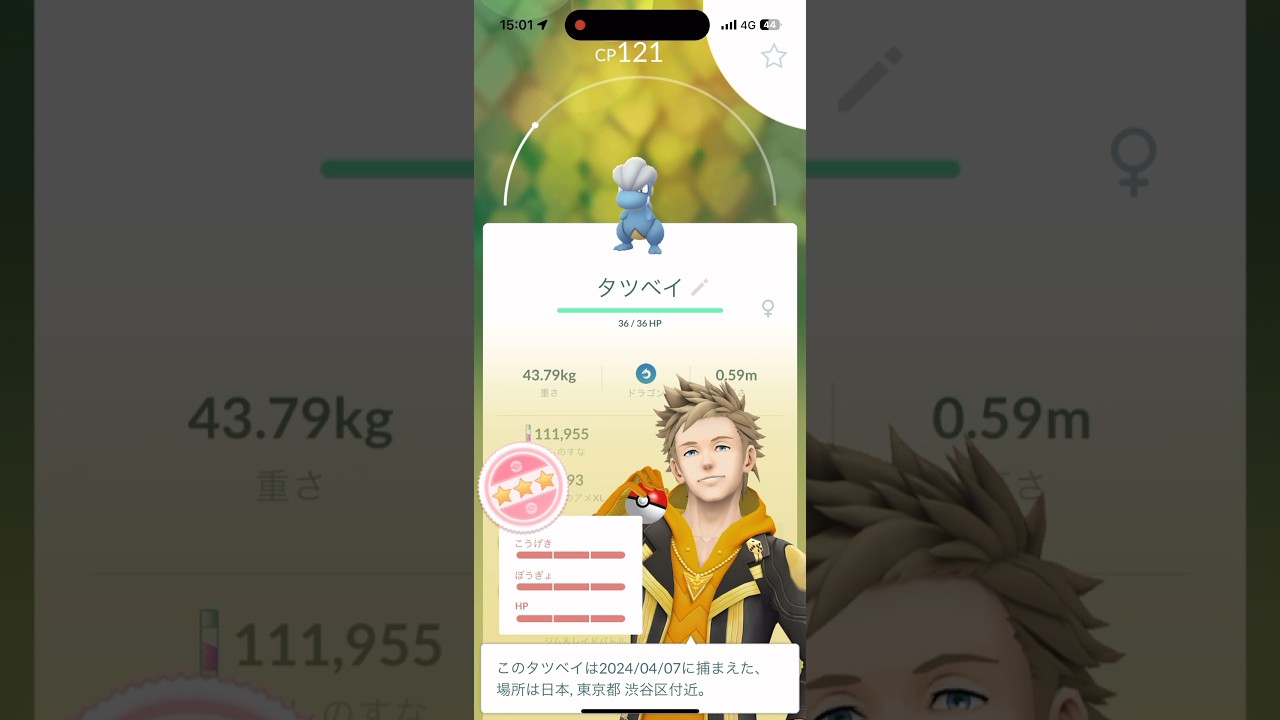 【ポケモンGO】タツベイの個体値100%をGET！#ポケモンgo #ポケモン #タツベイ