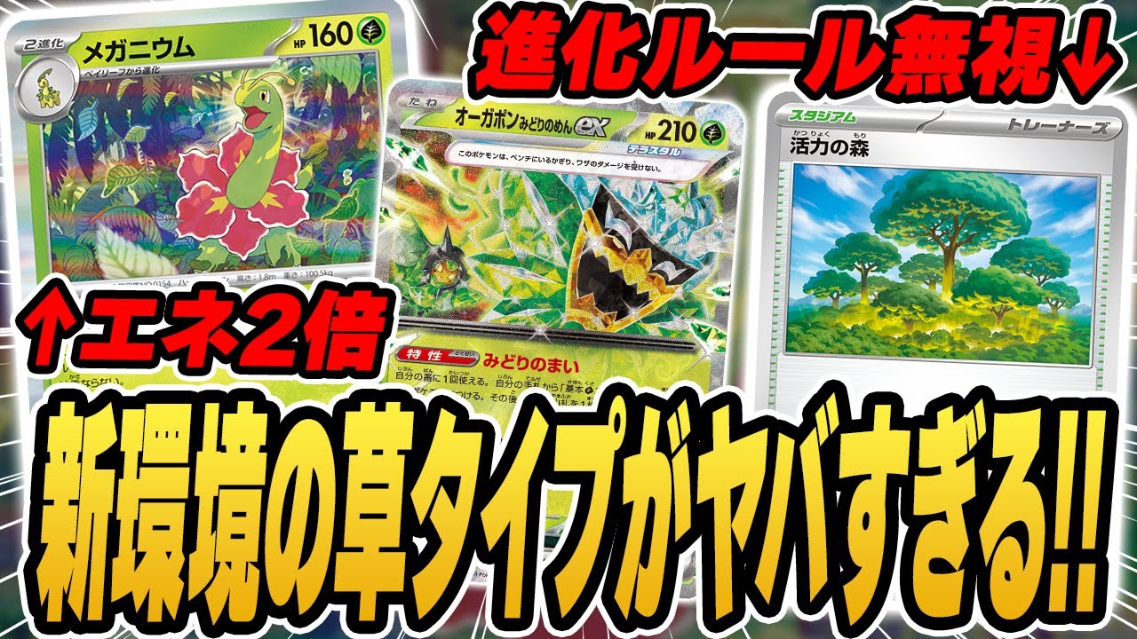 【ポケカ】ワープ進化したりエネ2倍にしたり無法すぎる最新弾のメガニウム＆オーガポンデッキで最速対戦！！このデッキ、結構ガチかも知れません。【メガブレイブ/メガシンフォニア】