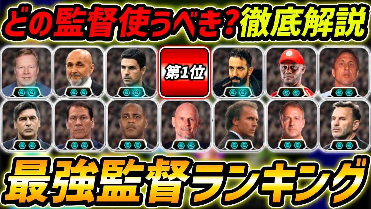 【最新】最強監督ランキング！どの監督使うべき？ブースター＆適性まで徹底解説！【eFootball,イーフットボール,イーフト】