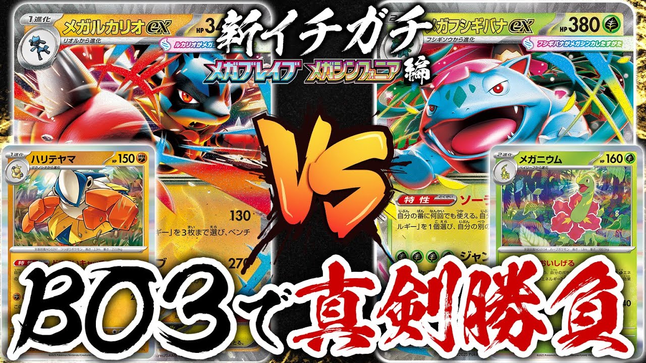 新環境でのBO3で真剣勝負！「メガルカリオex」vs「メガフシギバナex」新イチガチ メガブレイブ・メガシンフォニア編【ポケカ/ポケモンカード】【対戦】