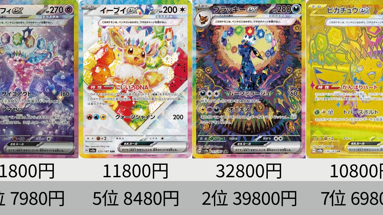 【ポケカ】ブラッキー&ニンフィア高騰！最新価格ランキング テラスタルフェスex SR以上+マスボ全種【Pokémon cards】Market price of Prismatic Evolution