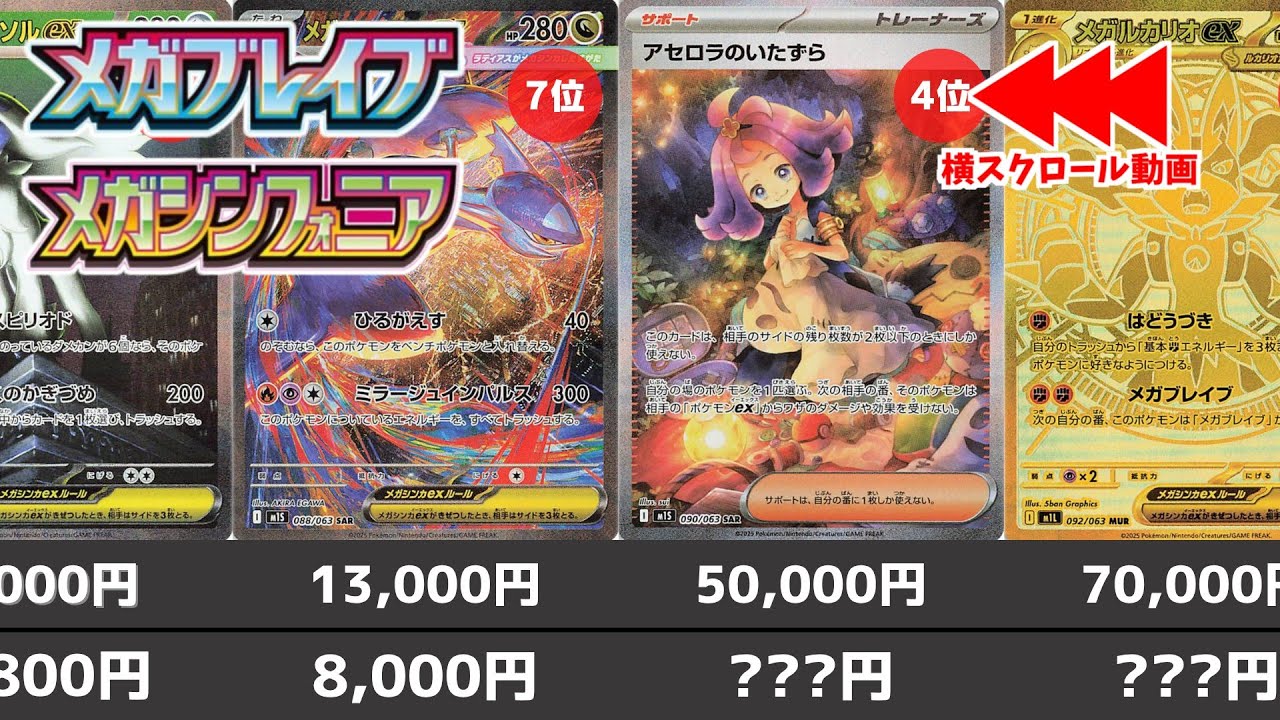 【ポケカ】初日から相場大変動 メガブレイブ/メガシンフォニア 最新高額カード相場ランキング 発売日夜(SR/SAR/MUR) 【ポケモンカード】Mega Brave / Mega Symphonia