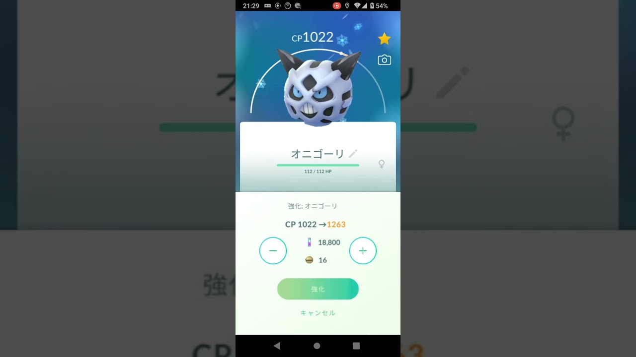 ポケモンＧＯユキワラシ→オニゴーリ→マックス強化→メガオニゴーリ