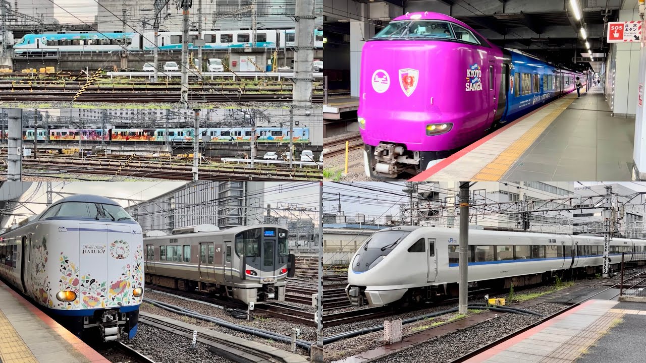 【ラッピング車両が大量発生！？ならしかトレインやミジュマルライナー・京都サンガラッピングなどド派手な車両が次々やってくる！ジョイント音が最高すぎるJR京都駅電車集！】Aシートやサンダーバードなど！