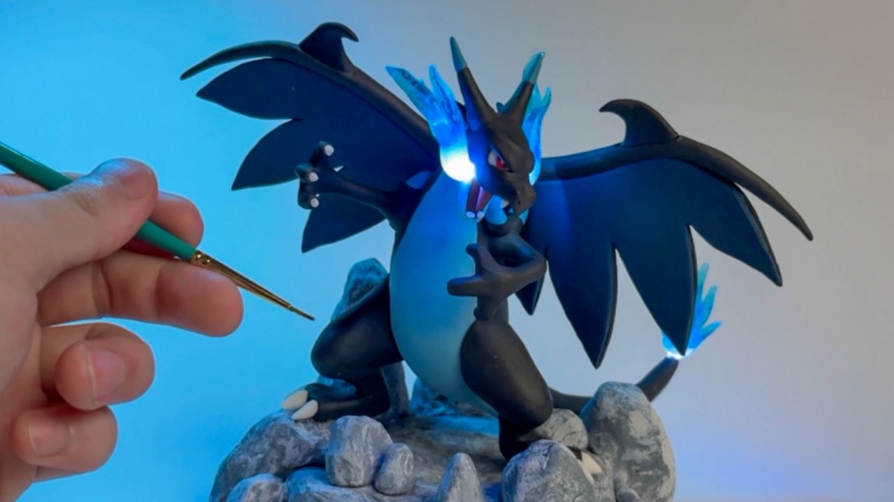 【レジェンズZA】ダイソー粘土だけで光るメガリザードンXを作ってみた 【ポケモン粘土 ASMR】