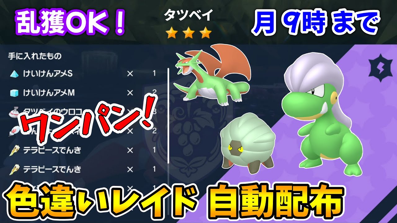 乱獲OK！タツベイ色違いレイド自動配布会！【ポケモンSV】