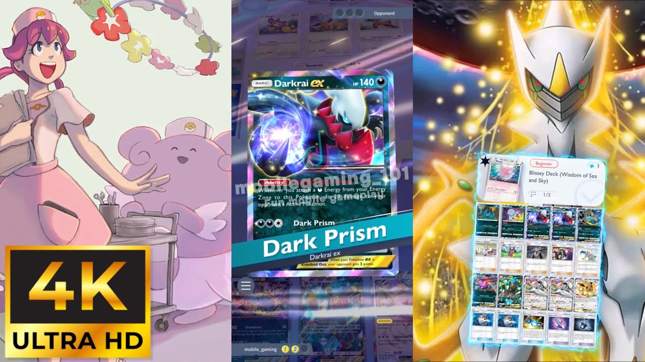 [4K Full Game] Pokémon TCG Pocket Blissey Event Battle #1 (Beginner) ArceusDark VS Blissey Deck