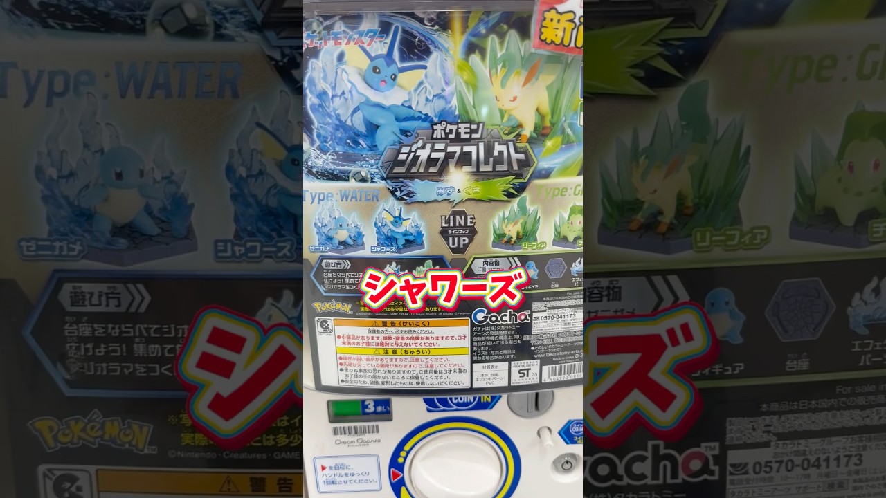 【ポケモン★ガチャ】魂の2回転 #pokemon #ジオラマコレクト #ガチャガチャ #short #shorts #シャワーズ #チコリータ #ガシャポン #ポケットモンスター #ぽけもん