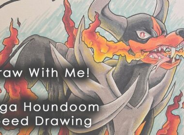 ✨ Draw With Me! Mega Houndoom Pokemon Speed Drawing! Chill and Relaxing ✨
