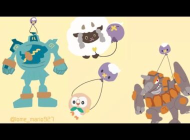 フワンテがいろんなポケモンを持ち上げる絵ができるまで　#2 【ゴルーグ/ウールー/ドサイドン/モクロー編】