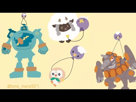 フワンテがいろんなポケモンを持ち上げる絵ができるまで　#2 【ゴルーグ/ウールー/ドサイドン/モクロー編】