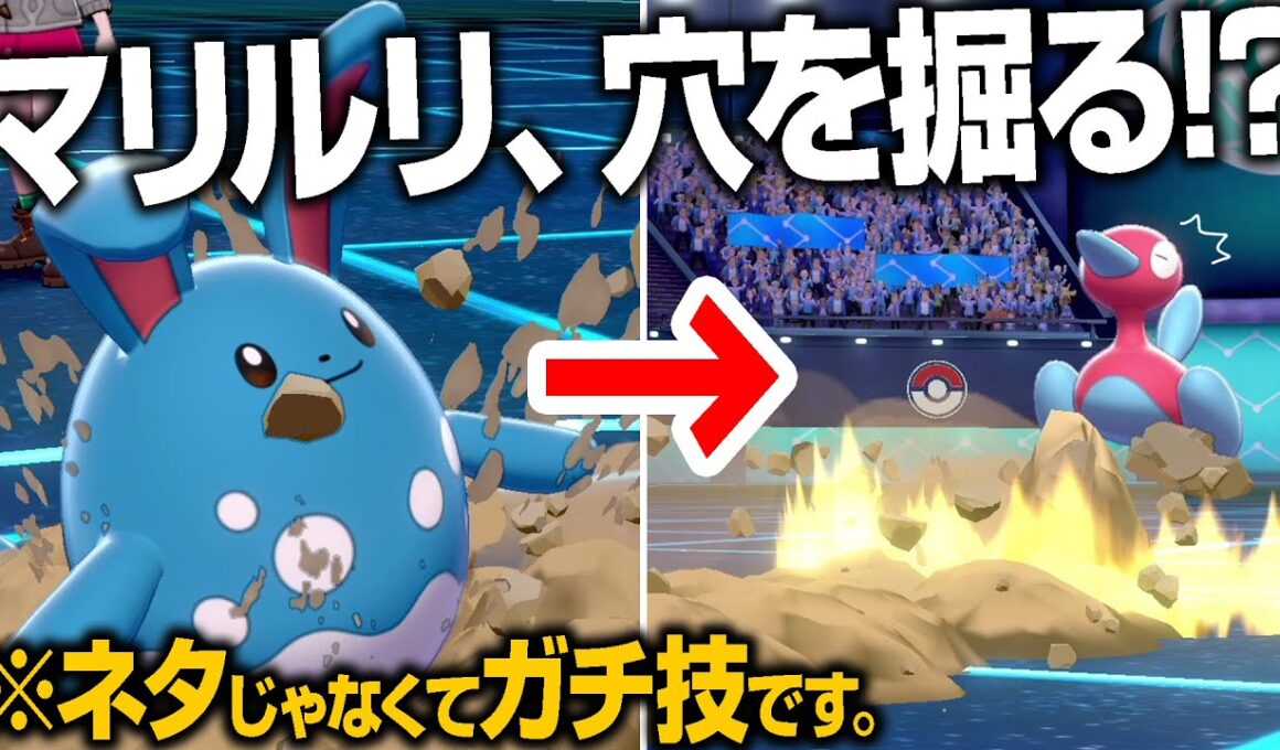 【確殺コンボ】普通のマリルリが絶対に使わない技「あなをほる」を覚えた型がクソつえぇwww【ポケモン剣盾】