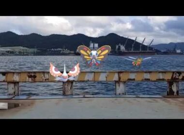 뷰티플라이+비나방+메가자리 ( Beautifly+Masquerain+Yanmega ) アゲハント+アメモース+メガヤンマ  (16:9)