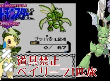 【道具禁止】ポケモンクリスタル ベイリーフ１匹旅【初見プレイ】