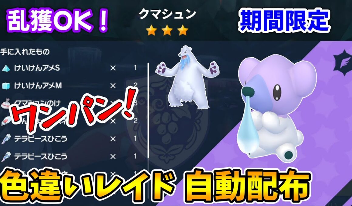 乱獲OK！クマシュン色違いレイド自動配布会！【ポケモンSV】