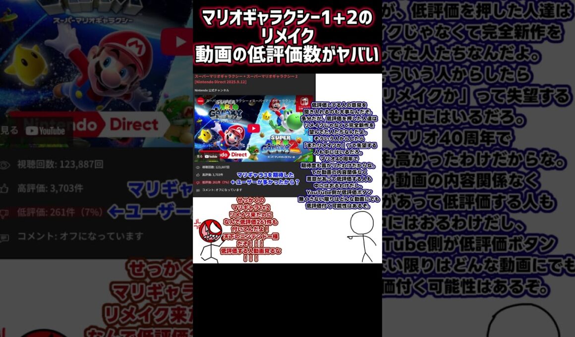 マリオギャラクシー + マリオギャラクシー2、低評価数👎も意外と多い…。 #shorts #マリオギャラクシー #マリオギャラクシー2 #マリギャラ #マリギャラ2 #リメイク #マリオ40周年