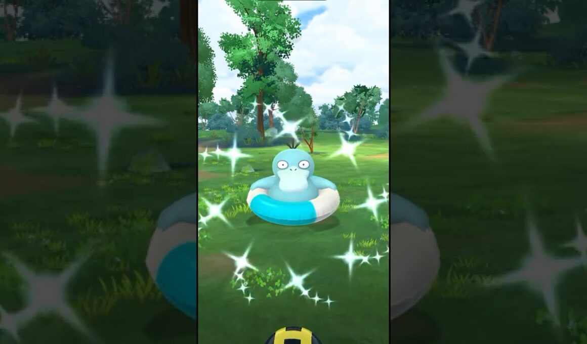 [PokemonGO] うきわコダック背景色違い 遠征ゲット #ポケモンgo