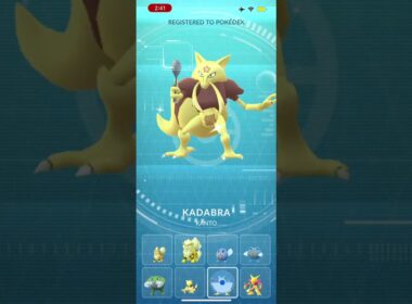 Shiny Abra evolves up to shiny Alakazam (Shiny Evolutions)