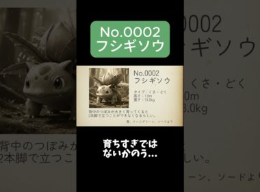 【ポケモン図鑑】No.0002 フシギソウ #フシギソウ #pokemon #shorts #ポケモン