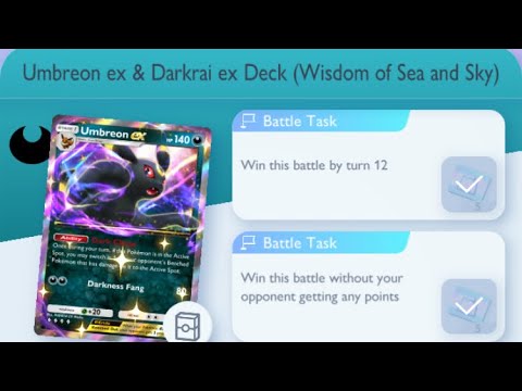 Pokémon TCG Pocket - Umbreon ex & Darkrai ex Deck (Wisdom of Sea and Sky) | Early Win Mission