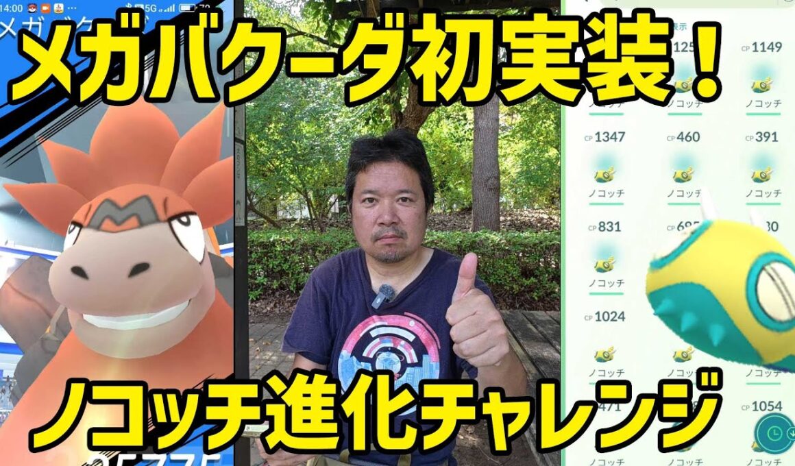 【ポケモンGO】ノコッチ進化チャレンジとメガバクーダ連戦で色違い高個体を狙う！
