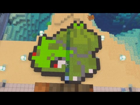 [ASMR] マインクラフトで作るフシギダネのドット絵　無言/作業用　[Minecraft]