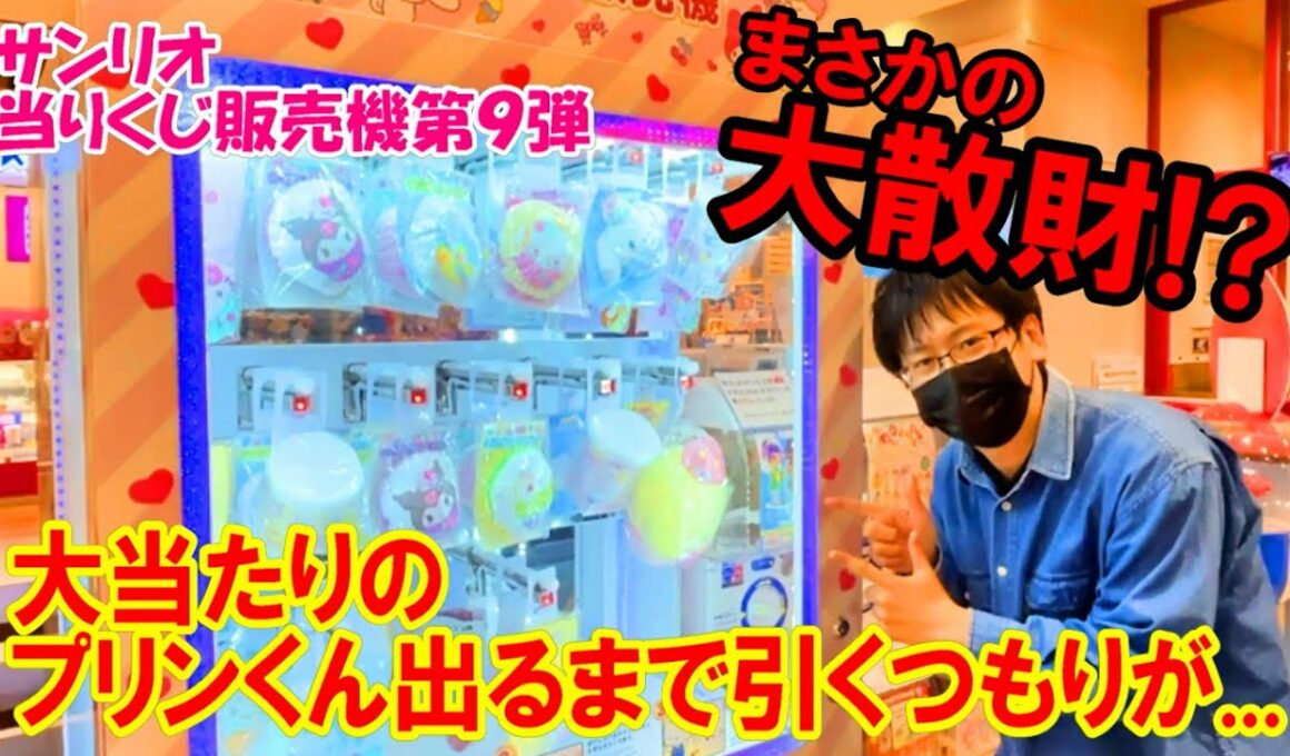 【サンリオ当りくじ】ついに最推しプリンくんぬいぐるみが補充されたので出るまで引き続ける！想定外の展開に言葉を失いました。。【販売機9弾/一番くじ/ピューロランド】