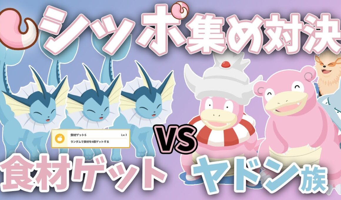 【おいしいシッポ】食材ゲットvsヤドン族 シッポを多く集められるのはどっち!?【ポケスリ】