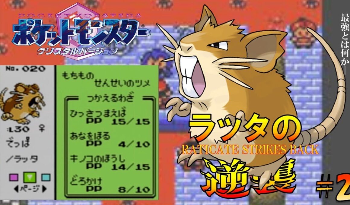 【ポケモン1匹縛りプレイ】ラッタにきのこのほうしを覚えさせてジョウトを旅してレッドに逆襲する!!ポケモン1匹縛りプレイ強化コラッタきみにきめた!! part2【ゲーム実況】【縛りプレイ】