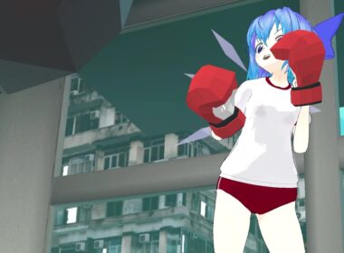 体操着（ブルマ）でサンドバッグトレーニングをするチルノ