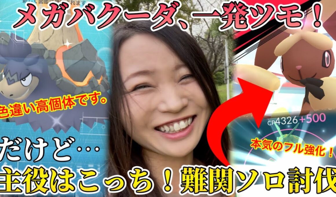 本物の"メガレイドデイ"をお見せします。ソロ討伐はヒリついてこそ楽しい！！フル強化してまで挑む、超難関メガミミロップ！※バクーダも色高個体です。【ポケモンGO】