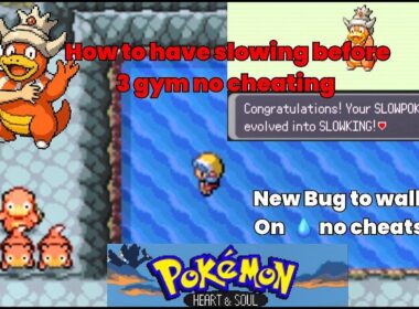 Bug in Pokemon Heart and Soul Rom Hack , walking on water and finding Slowpoke with King's Rock item