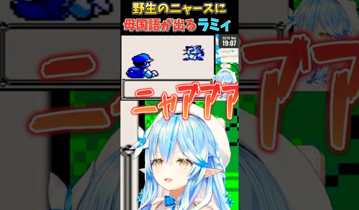 野生のニャースに思わず母国語が出る雪花ラミィ　#ポケモン #ホロライブ5期生 #ホロライブ切り抜き #雪花ラミィ #vtuber