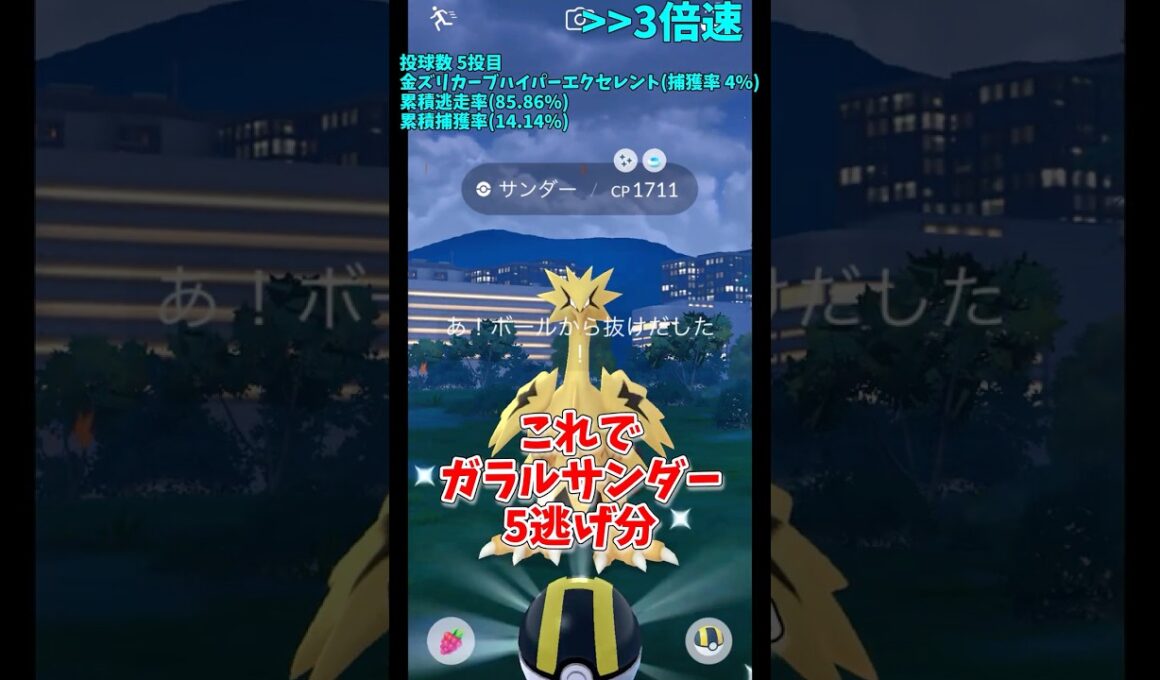 ガラルサンダー色違いは何回目の金ズリハイパーで捕まる！？#shorts #ポケモンgo