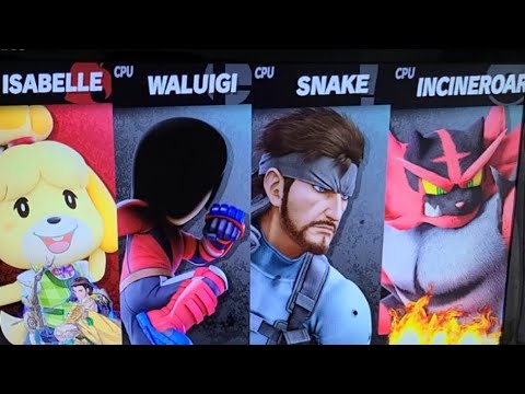 Super Smash Bros. Ultimate Isabelle vs. Waluigi vs. Snake vs. Incineroar