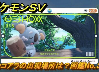 ポケモンＳＶ　ネッコアラの出現場所は？図鑑No.３１５　ポケモン図鑑コンプしよう！　【ポケモンバイオレット・スカーレット】