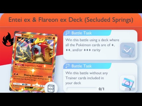 Pokémon TCG Pocket - Entei ex & Flareon ex Deck (Secluded Springs) | Rarity Mission