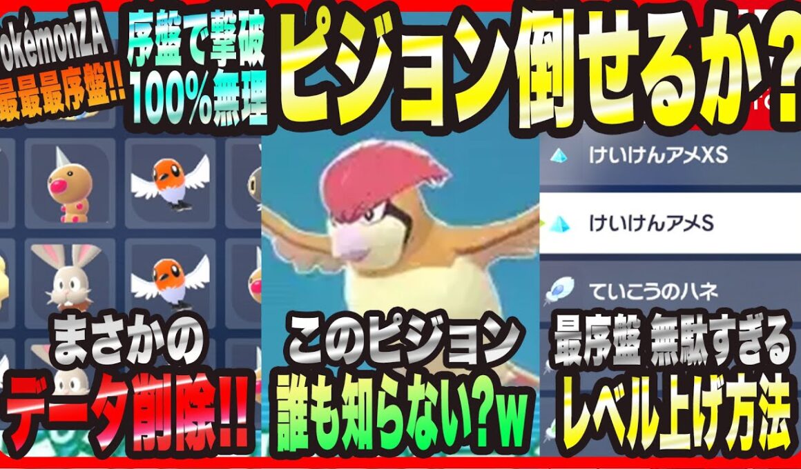 【ポケモンZA】最序盤で100%撃破が無理なピジョンを倒せるのか!?・無駄すぎるレベル上げ方法伝授!!【Pokémon LEGENDS Z-A 考察・攻略・実況】