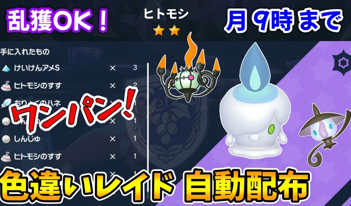 乱獲OK！ヒトモシ色違いレイド自動配布会！【ポケモンSV】