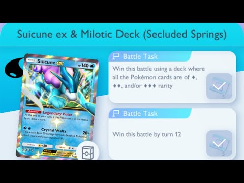 Pokémon TCG Pocket - Suicune ex & Milotic Deck (Secluded Springs) | Rarity Mission